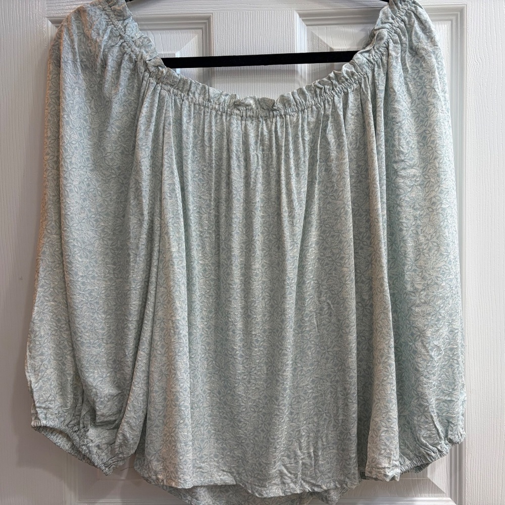 New Millibon Off the Shoulder Textured Top Shirt Blouse Relaxed Fit Boho💕 - Picture 4 of 5